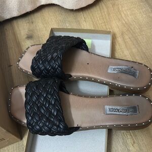 Steve Madden‎ Santina Sandal women’s black brown size 8.5 casual slip on